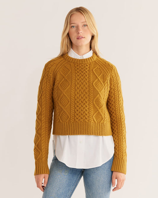 WOMEN'S SHETLAND COLLECTION FISHERMAN SWEATER