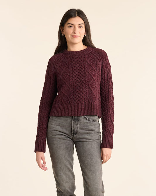 WOMEN'S SHETLAND COLLECTION FISHERMAN SWEATER