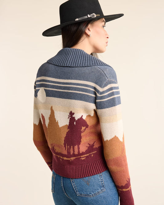 WOMEN'S WESTERN SCENIC COTTON CARDIGAN