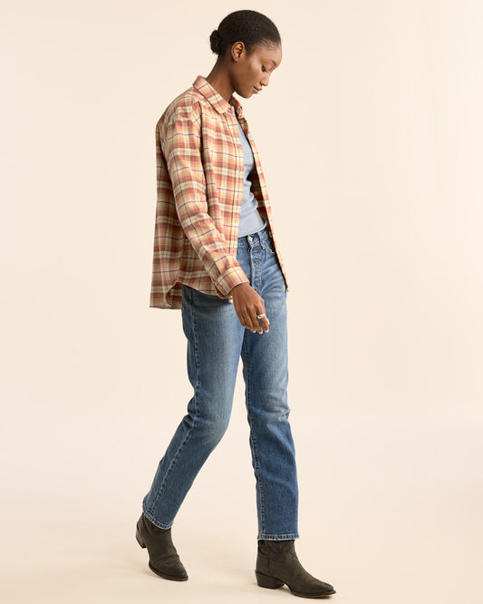 WOMEN'S PLAID BOYFRIEND DOUBLEBRUSHED FLANNEL SHIRT