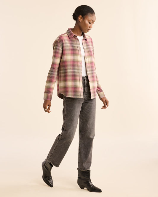 WOMEN'S PLAID BOYFRIEND DOUBLEBRUSHED FLANNEL SHIRT