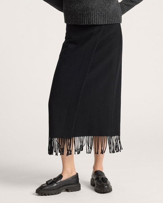 WOMEN'S WOOL FRINGED WRAP SKIRT