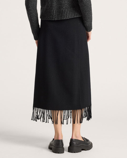 WOMEN'S WOOL FRINGED WRAP SKIRT