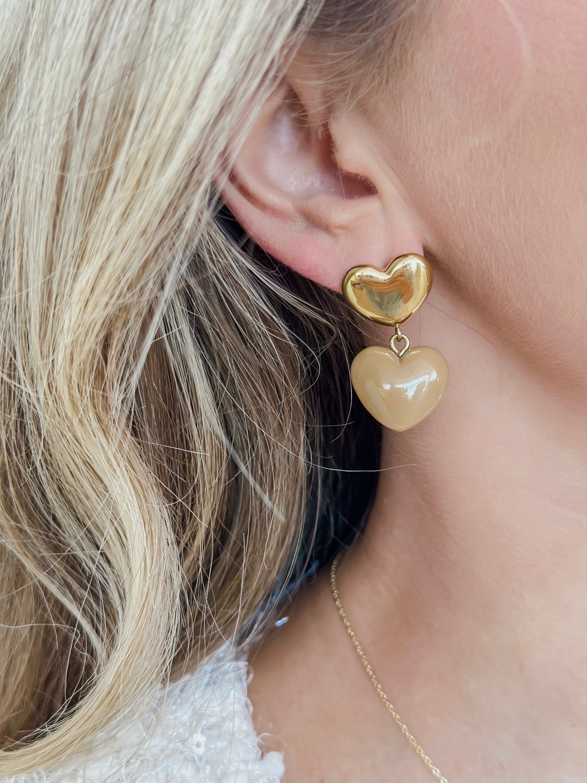 Mokka Double Heart Earrings
