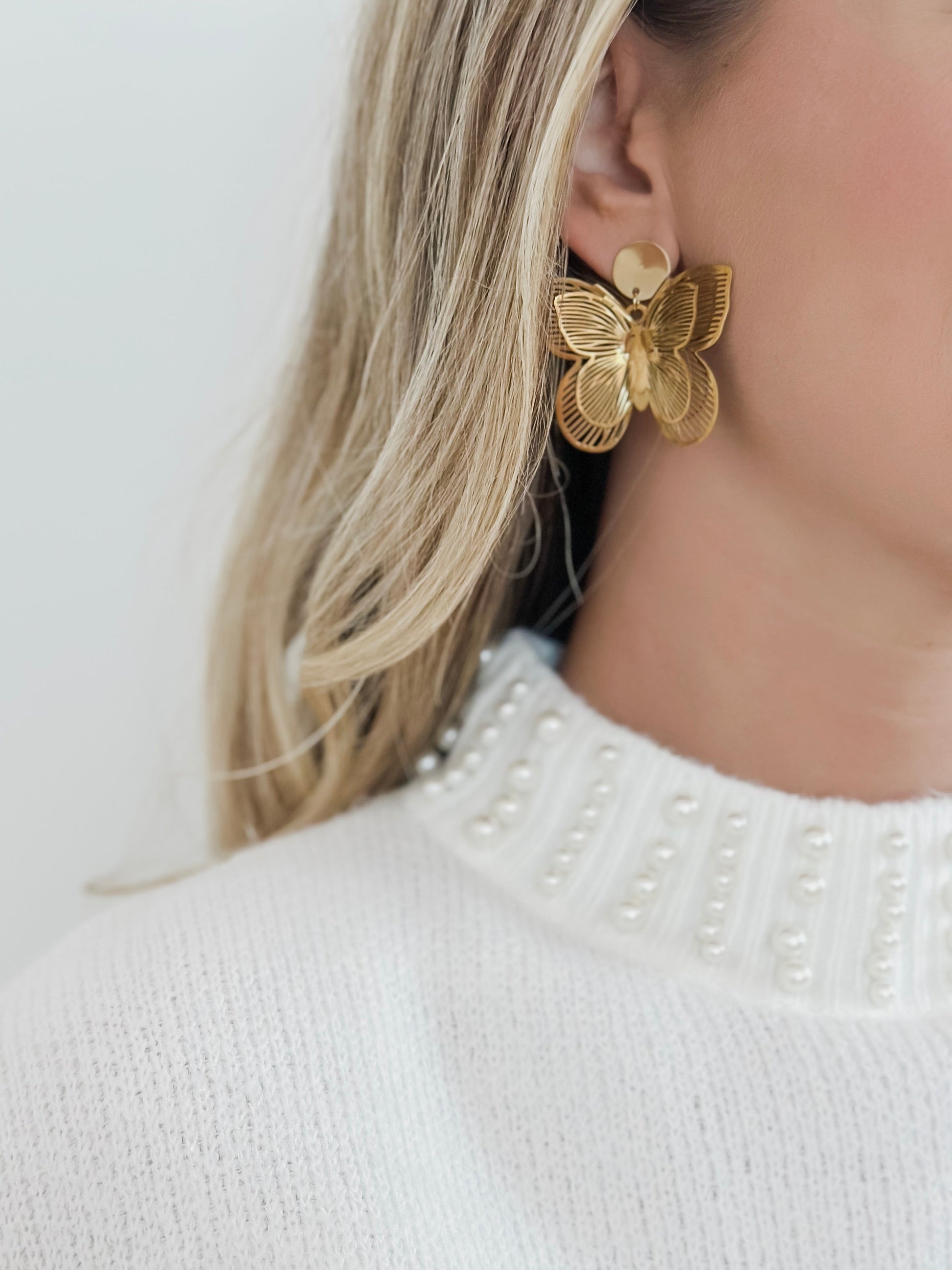 Golden Big Butterfly Earrings