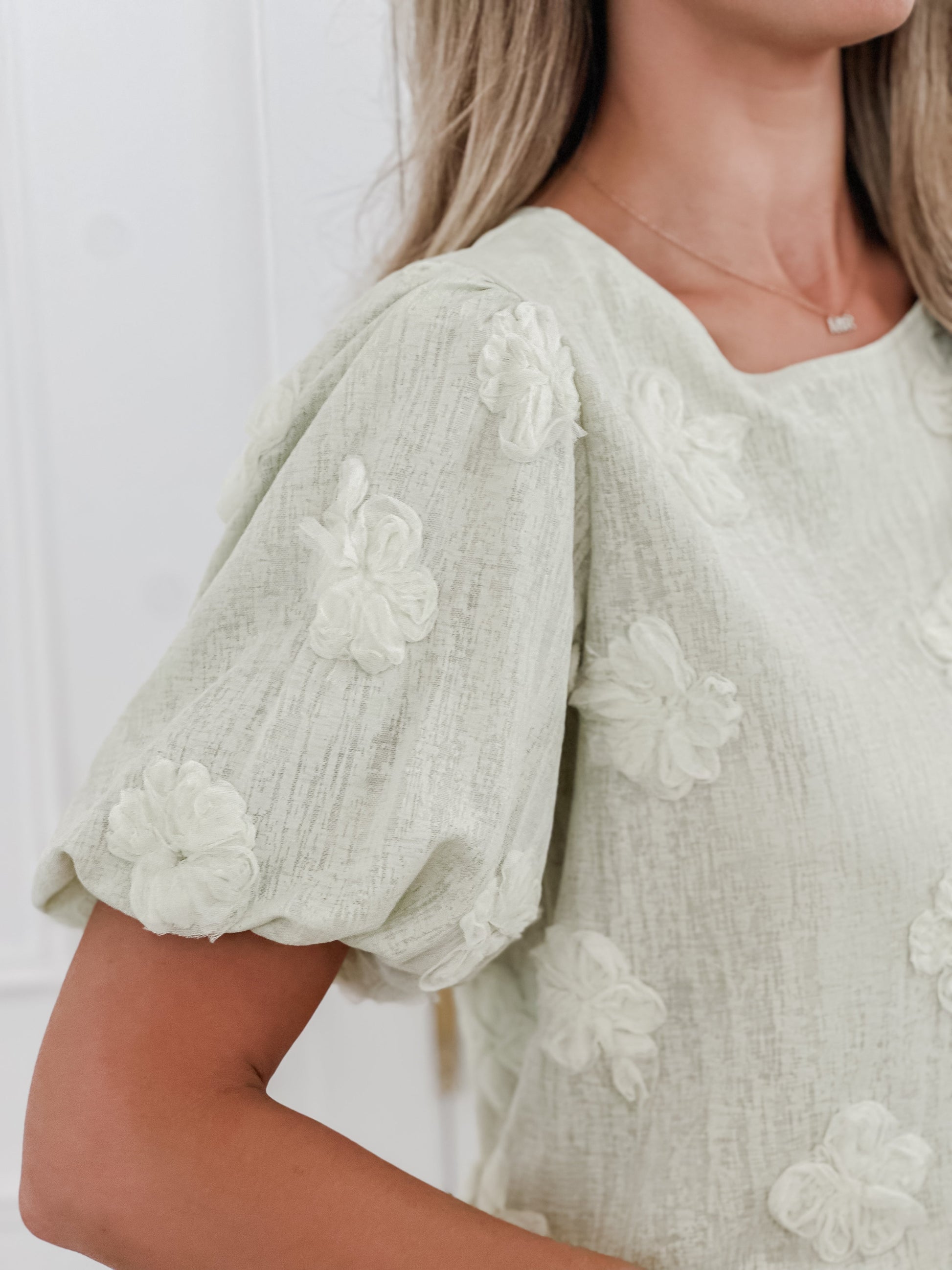 Summer Green Flower Blouse