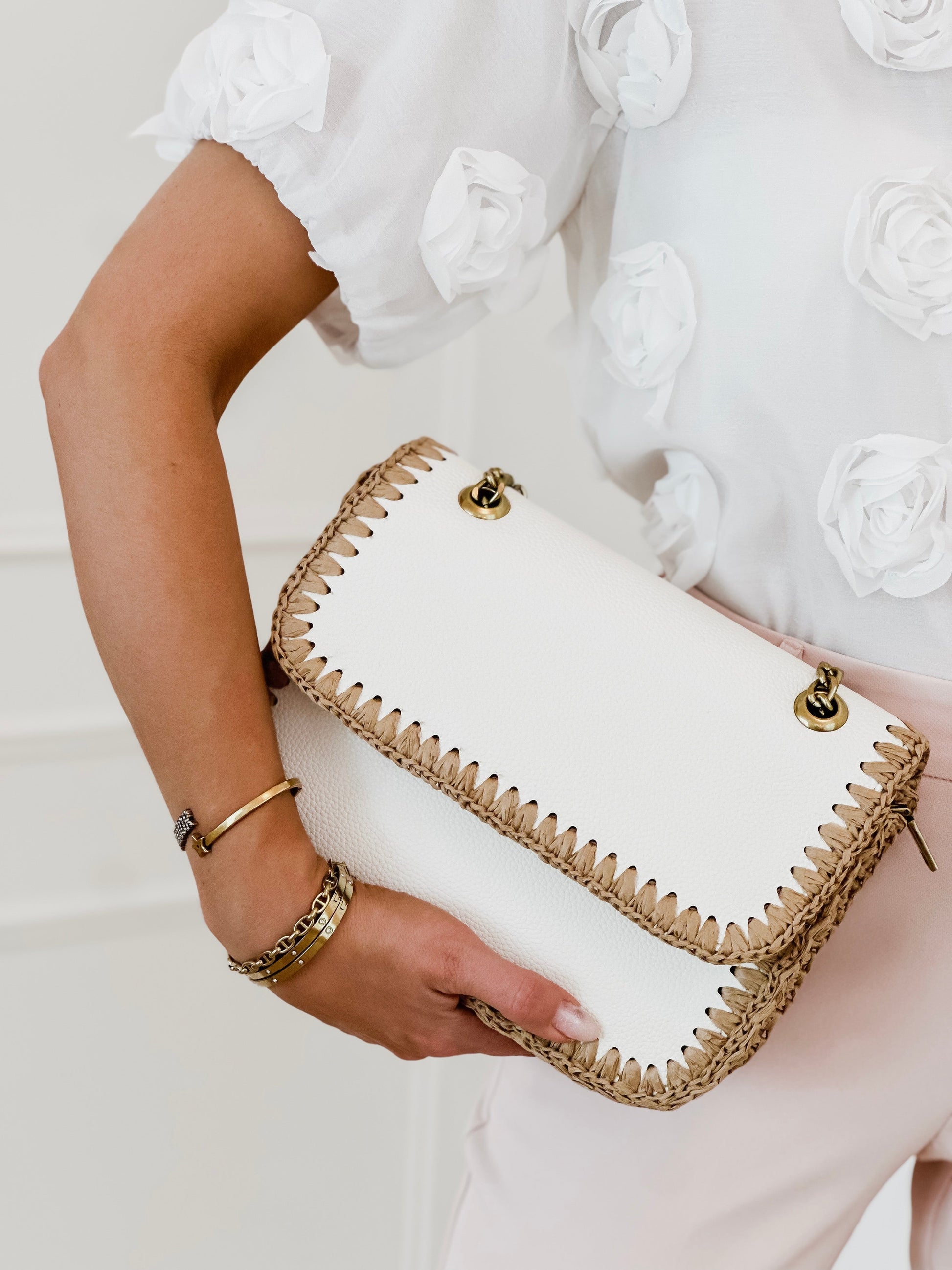 White Raffia Bag