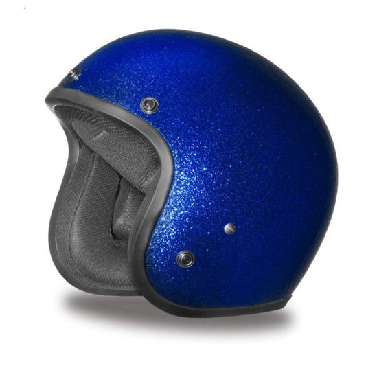 Blue Metalflake - Daytona Low Profile D.O.T. Open Face Helmet - NOT UK Road Legal