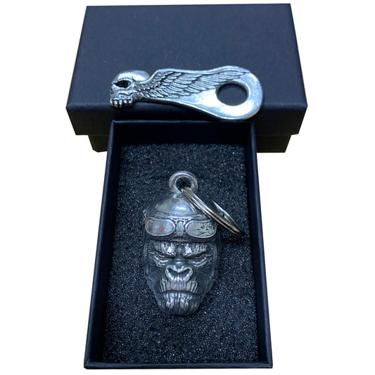3D Biker Gorilla Guardian Angel Bell with Skull Bell Hanger & Gift Box