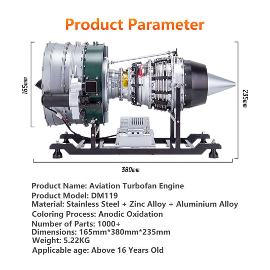 TECHING DIY Twin-spool Turbofan Engine Kits Assembly 1/10 Electric Aircraft Engine DM119